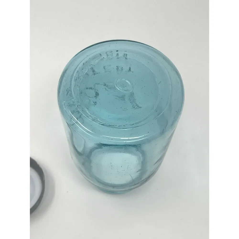 Vintage Blue Aqua Ball Perfect Mason Jar #0 Quart Zinc Lid 6.75”